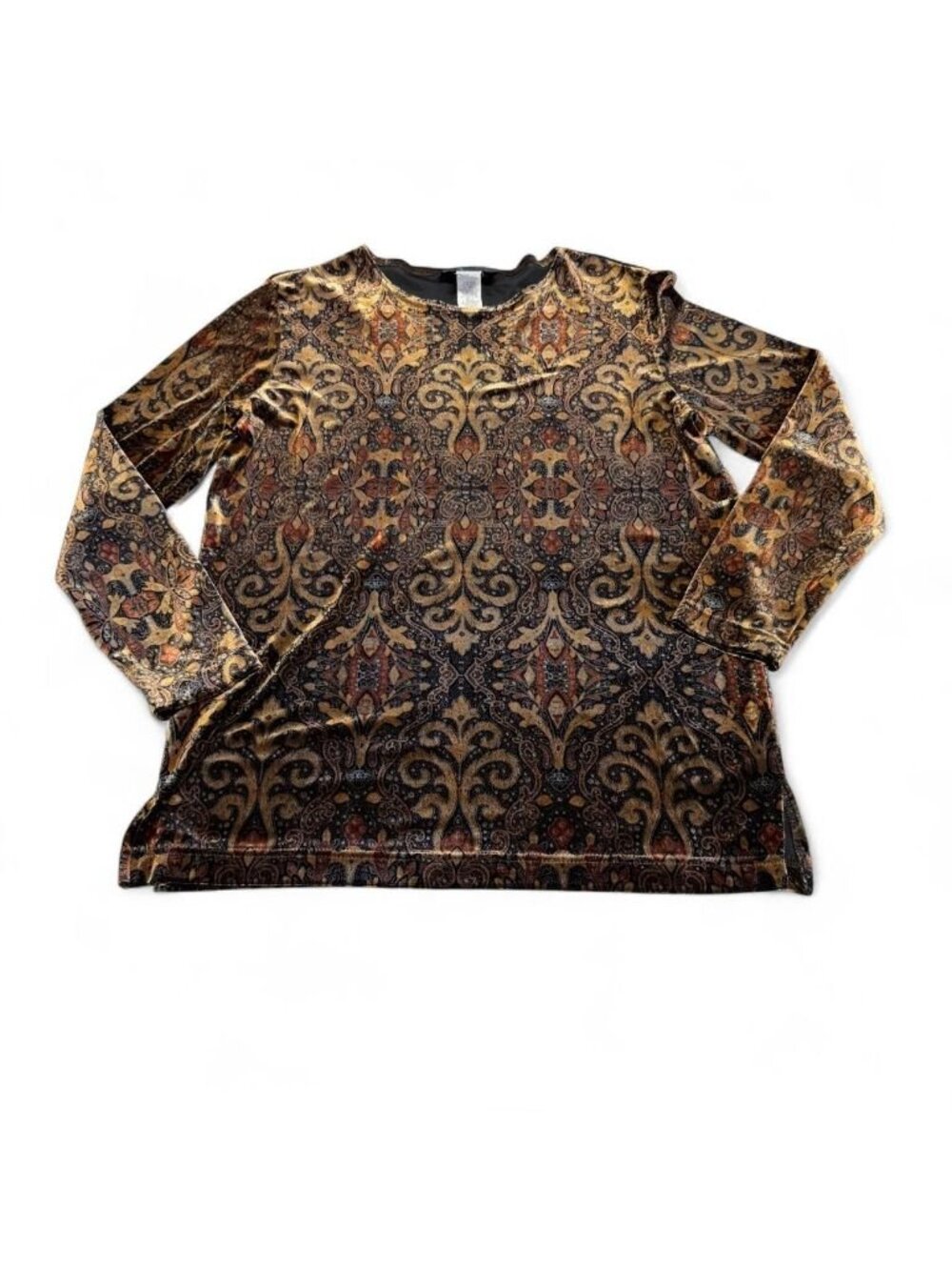 90's Requirements Velvet Damask Tunic Blouse Top Womens Small Witchy Fall Grunge